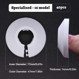 RUNYU Pack of 40 Heating Pipe Rosette, Heating Pipe Cover PP/Cover Rosettes/Heating/Trim/Radiator Rosette for 17 mm Diameter Pipe (White)