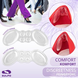 SULPO Silikon Fersenpolster Schuheinlagen - 4 Paare Blasenpflaster - Schuh Fersen Reparatur Fersenkissen Fersenschoner