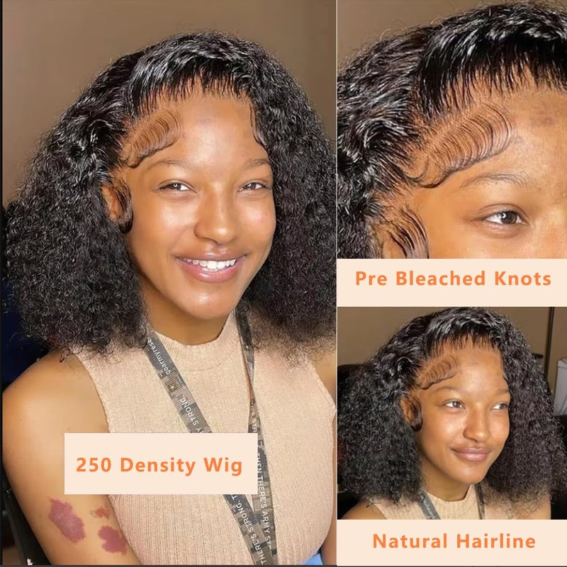 250% Density Kinky Curly Wig Human Hair 13X6 HD Lace