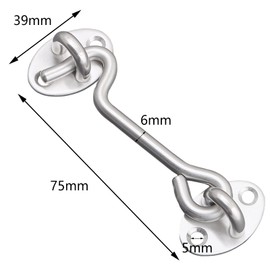 3 Inch Hook Eye Latch Door Lock, VEGCOO Silver Cabin Hooks Stainless Steel Heavy Duty Gate Latch with Screws for Cabinet Closet Door Window Garage Gate