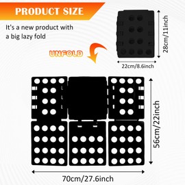 Dokpav Doblador De Ropa Plegable, Doblador de Playeras Ropa Camisa, Tabla para Doblar Playeras, Tablero Organizador de Ropa, para Camisetas, Pantalones, Toallas, Color Negro