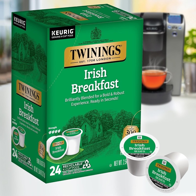 Twinings Irish Breakfast Tea K-Cup Pods for Keurig, Caffeinated Black