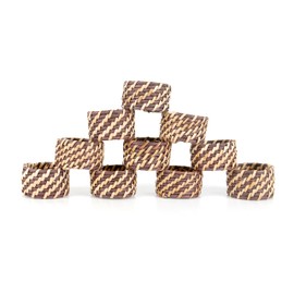 Napkin Ring Holders, Napkin Rings, Napkin Rings Set of 12, Napkin Ring Holders for Cloth Napkins, Round Serviette Rings, Napkin Ring Set, Napkin Ring Bulk - Dark Brown