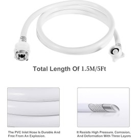 SUIGETSU Washing Machine Inlet Hose, 16 Ft PVC, 3-Layer Reinforced Construction, Brass Fittings, 14-20mm Adapter
