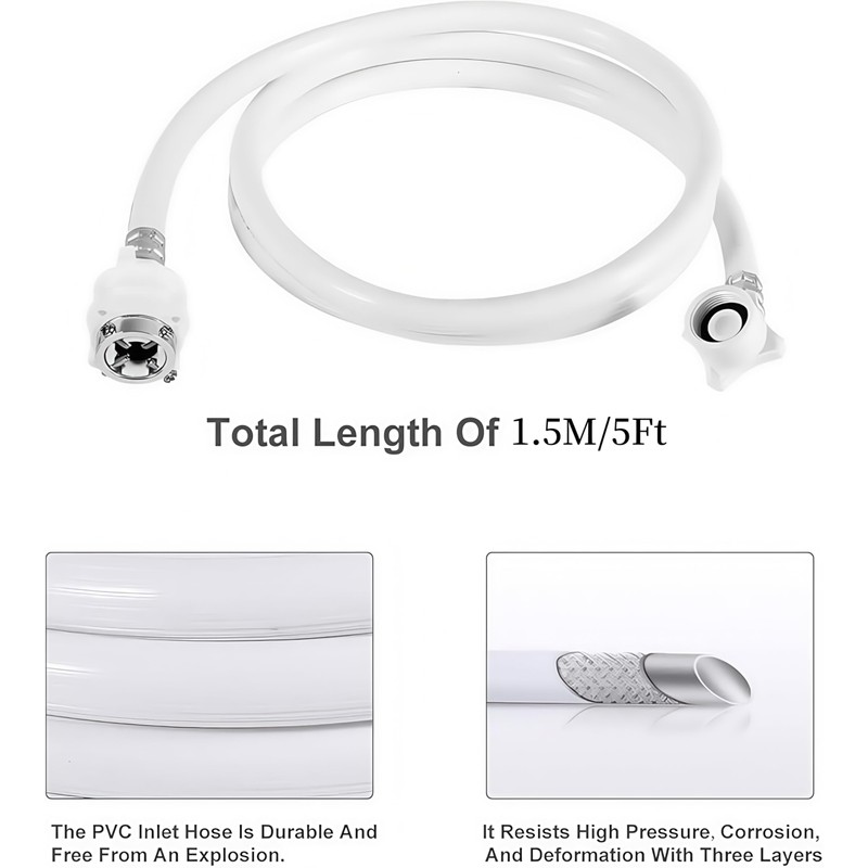 SUIGETSU Washing Machine Inlet Hose, 16 Ft PVC, 3-Layer Reinforced