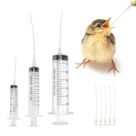 Pack of 11 Syringe with Hose, Feeding Syringes 10 ml, 10 ml Syringe, Dosing Syringe, Plastic Syringe Set, for Canary, Parrot, Pigeons, etc. Bird, Pets, Young Birds Feeder, Reusable Accessories