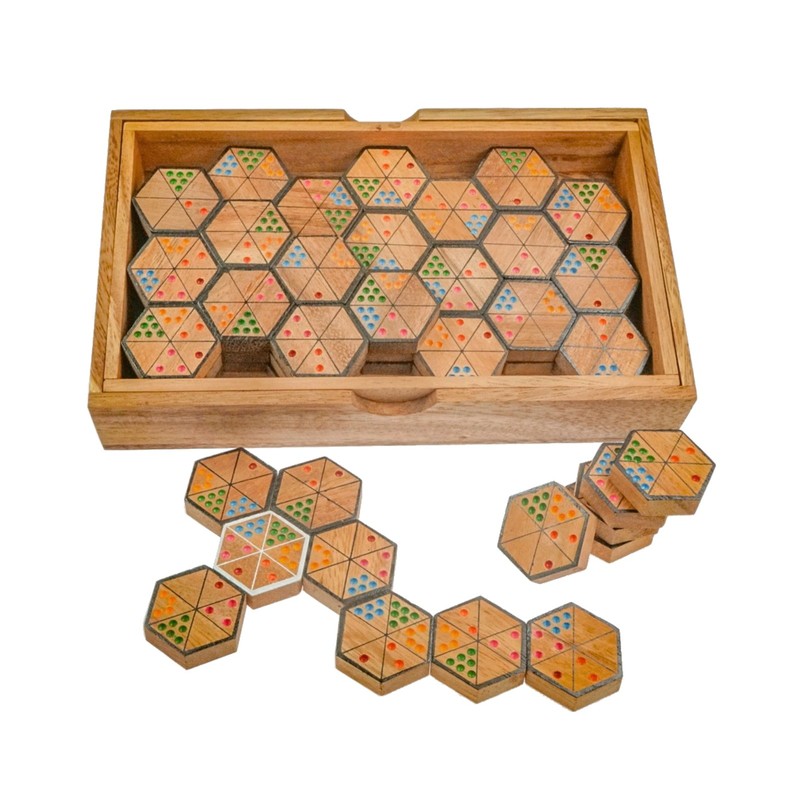 LOGOPLAY Hexadomino - Hexamino - Hexagon Domino - Tile Game