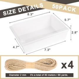 DeziWood 8 x 6 Inch Paper Charcuterie Boxes with Clear Lids, 50 Pack Large Disposable Food Containers, Take Out Bakery Boxes for Cake Slice, Cupcakes, Sandwiches, Cookies, Cocoa Bombs, Salads (White)