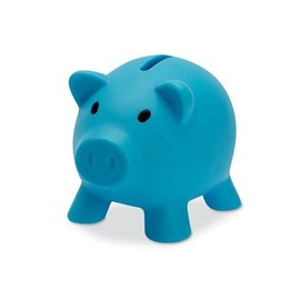 PVC Piggy Bank with Soft Body in Vibrant Colours Original Small Kids Money Boxes with Stopper Lightweight and Durable (Light Blue)