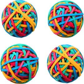 4 Pieces Rubber Band Ball Colorful Rubber Band Ball Stretchable Rubber Bands Stationery Holder Elastic Band Loops for DIY, Arts and Crafts, Document Organizing