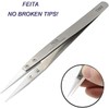 FEITA Precision Ceramic Tweezers with Heat-Resistant and Magnetic-Resistant White Pointed