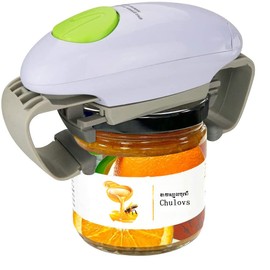 Chulovs Electric Jar Opener, Kitchen Gadget Strong Tough Automatic Jar Opener for New Sealed Jars,The Hands Free Jar Opener with Less Effort to Open (White)