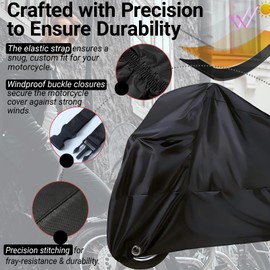 Wrypun Motorcycle Cover Heavy Duty Durable Waterproof Outdoor Protection Scooter Cover Fits up to 96" Yamaha Honda Harley Suzuki