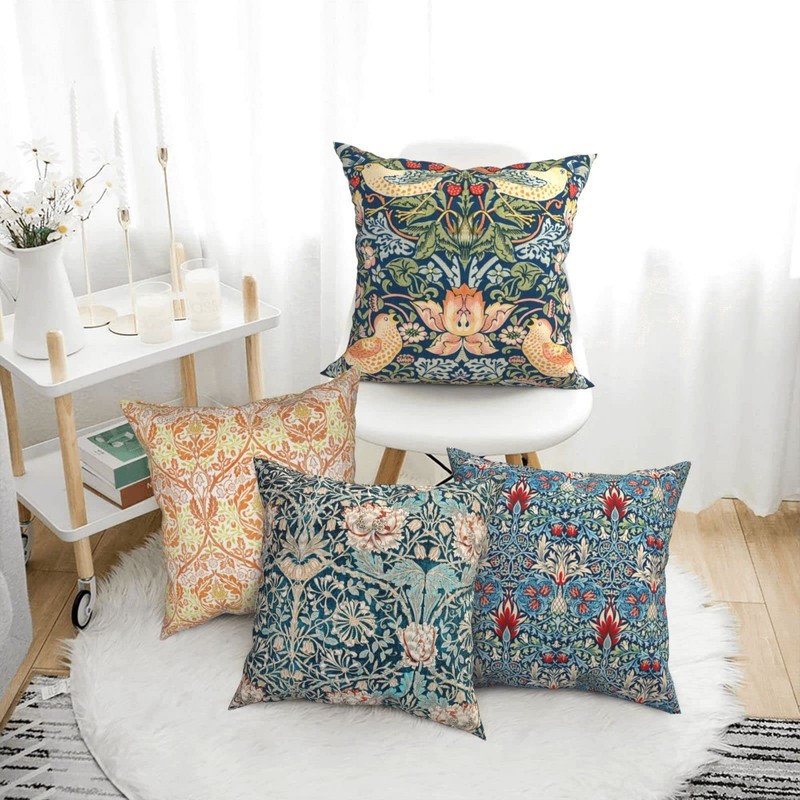 HOSTECCO William Morris Pillow Covers 45x45 cm Pack of 4