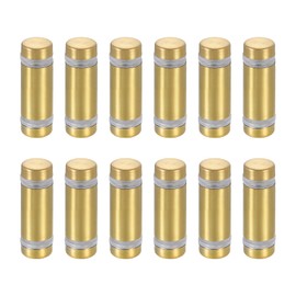 uxcell 12 Pcs Standoff Screws, 1/2" x 1.18" Stainless Steel Double Head Advertising Screws Wall Standoff Mounts Hardware for Acrylic Glass Sign Holder Wine Glass Rack, Gold
