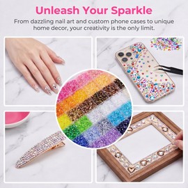 32000 Pcs Resin Rhinestones for Bedazzling Kit, 28 Colors 3mm Flatback Rhinestones with 3 Pcs B7000 Jewelry Glue & Tools, Bedazzler Kit for DIY Crafts Nail Art Makeup Clothing