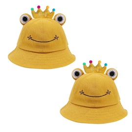 SIEBOLD Pack of 2 Frog Hat with Crown, Frog Fishing Hat, Funny Party Hat, Foldable Unisex Fishing Hat for Adults and Children, Carnival Party Costume, Party Gift