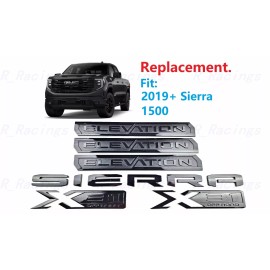 GMC 6PCS Gloss black Door Rear Elevation Sierra Bed X31 Emblem 2019-2025 Sierra 1500