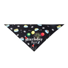 Dog Birthday Bandana,1Pcs Black Birthday Boy Dog Scarf Bandana Balloons Paws Fireworks Pattern Triangle Pets Bib Scarf Dogs Neckerchief Accessories for Small Medium Dogs Pets Birthday Party Supplies