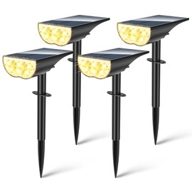 Solar Spot Lights Outdoor Waterproof, 3 Lighting Modes Solar Landscape Lights for Outside, Dusk to Dawn IP65 Waterproof Outdoor Solar Lights for Yard Pathway Driveway Landscape, Warm White, 4 Pack