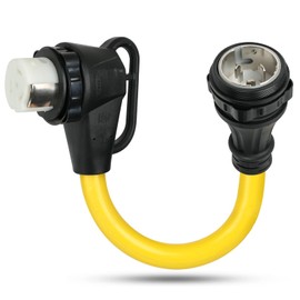 ZDHQLHJ NEMA SS2-50P to SS2-50R RV Adapter, Dogbone Extension Cord Adapter, 50Amp SS2-50 Marine Shore Twist Lock Male Plug to 90-Degree Locking Female Receptacle, for RV Travel Trailer