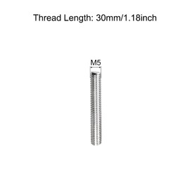 sourcing map Fully Threaded Rod M5 x 30 mm 0.8 mm Thread Pitch Stainless Steel 304 Right-Hand Threaded Rod Bolt Pack of 5