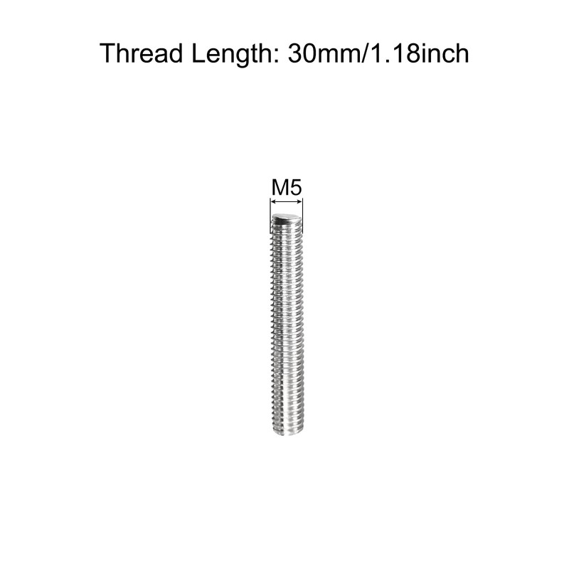 sourcing map Fully Threaded Rod M5 x 30 mm 0.8