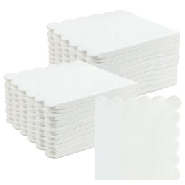 200 Pcs 3-ply Cocktail Napkins, 5 x 5 Inch Scalloped Napkins Disposable Paper Napkins Beverage Napkins Dessert Napkins for Bridal Anniversary Baby Shower Birthday Wedding Party Supplies