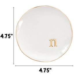 COLLECTIVE HOME - Ceramic Jewelry Tray, Decorative Trinket Dish for Rings Earrings Necklaces Bracelet Watch Keys, Birthday Mother's Day Christmas Gift for Women, 4.75", Glossy (n)