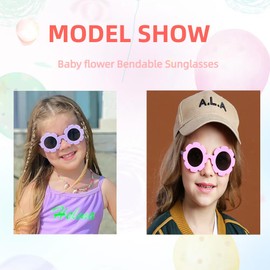 ZQCONWZP Baby flower Sunglasses with Strap Round Flower Flexiable Bendable Glasse for Infant Boys Girls 0-24 Months