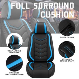 CTDS Car Seat Covers for Ford Bronco 2021-2026, Stylish Sport Seat Cover, Premium Nappa Leather Car Seat Cover. Automobile Seat Covers Sets.(Standard 2 Seats/Black Blue)