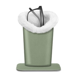 Fintie Plush Lined Eyeglasses Holder with Magnetic Base- Premium Vegan Leather Glasses Stand Case, Sage Green
