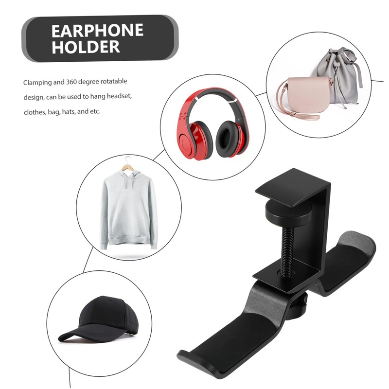 KONTONTY Headphone Stand Hanger Rotation Under Desk Hook for Gaming