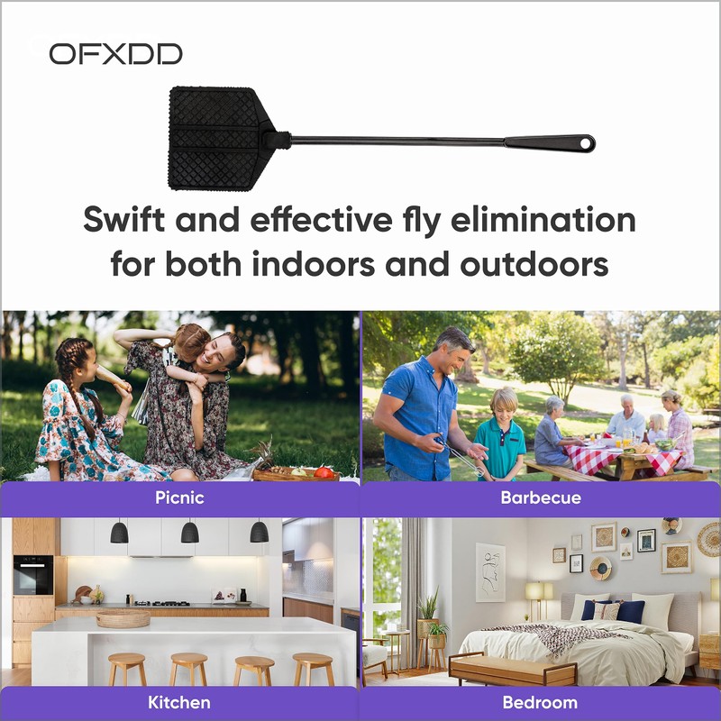 OFXDD Rubber Fly Swatter, Long Fly Swatter Pack, Fly Swatter