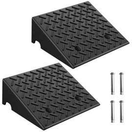 KROAK Rubber Curb Ramps 6 Inch 2 Pack, Heavy-Duty 8818LBS/4 Ton Capacity, Extra-Wide 18.8" W x 6" H, Non-Slip Driveway Ramps for Wheelchairs, Pets, Cars, Motorcycles, Lawn Mowers & Trailers