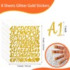 YINBEI 8 Sheets Gold Letter Number Stickers,1 Inch Glitter Vinyl