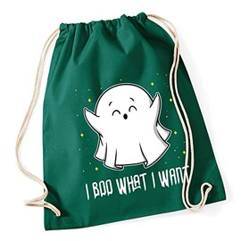 Hippowarehouse I boo what I want - Spooky Cheeky Ghost Drawstring Cotton School Gym Bag 37cm x 46cm, 12 litres