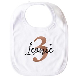 SpecialMe® Baby Bib Baby Bib Persoanlised Name and Age Gift 1st 2nd 3rd Birthday Cotton Boy/Girl, White