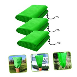 Sosoport 3pcs Plant Protective Cover Non-Woven Frost Bag Drawstring for Shrubs for Shielding Plants from Frost and Animals