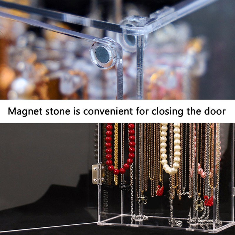 Acrylic Necklace Holder with 24 Hooks Clear Necklace Organizer Dustproof