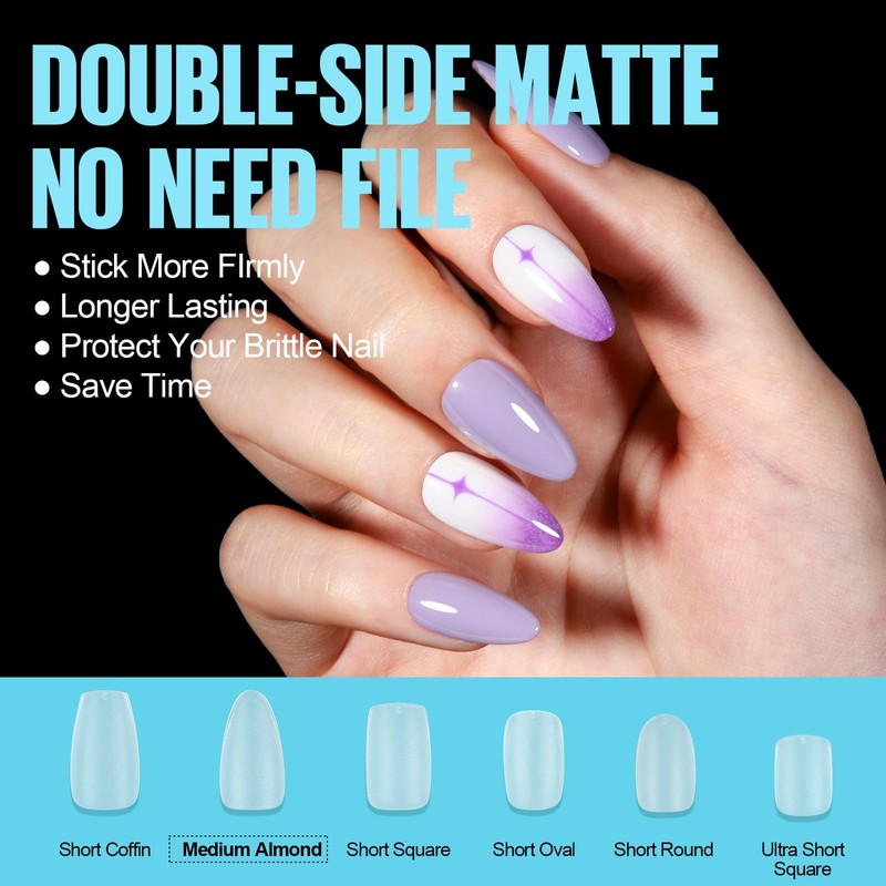 TOMICCA Almond Artificial Nail Tips, Pack of 360 Tips for
