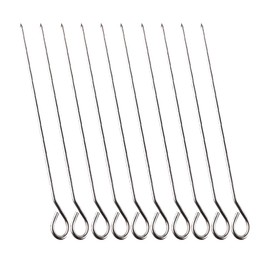 30 Pcs Stainless Steel Round Barbecue Skewers Poultry Turkey Lacers Roast Duck Goose Needles Shish Kebab Sticks Meat Roasting Skewers BBQ Cooking Accessories