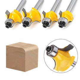 Saiper 4pcs Round Over Router Bit, 1/4 Inch Shank Roundover Edging Router Bit Set (1/8", 1/4", 3/16", 5/16" Radius)
