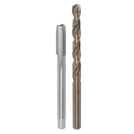 sourcing map Tap & Bit Sets, M7 x 1 H2 Left Hand Straight Flute Machine Thread Milling Tap, 6mm M35 Cobalt High Speed Steel (HSS-CO) Twist Drill Bit
