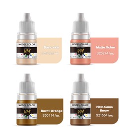 VM FIGURE Skin Tone Series Eco Friendly Water Based Color 4 Bottles x 5 ml (0.17 fl.oz.) Brush Paint Miniature Painting Kit Acrylic Resin Pigment for Models, Figures, and Crafts