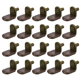 uxcell Shelf Support Pegs, 25pcs 5mm(1/5") L-Shaped Support Bracket Pegs Shelf Pin with Rubber Sleeve for Furniture Shelves Supplies, Bronze Tone
