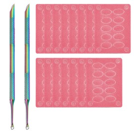 Asheyya 2 Pcs Nails Etching Tool, Cuticle Scraper for Gel Dirt Remover with 150 Pcs 150 Eye Sandpapers