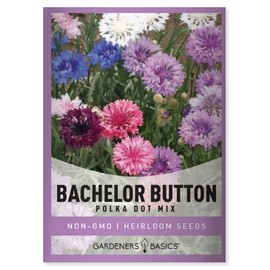 Bachelor Button Seeds for Planting Cornflower (Polka Dot Mix) - Pretty Mix of Bachelors Buttons Seeds Open Pollinated, Non-GMO, Great for Cut Flower Gardens by Gardeners Basics