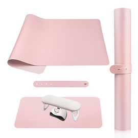 Subay Nail Art Table Mat, (MAT ONLY) Soft Microfiber PU Leather Nail Hand Rest for Nail Arm Rest Cushion, Foldable Nail Art Rest Pillow Manicure Pad Desk Mat - Pink
