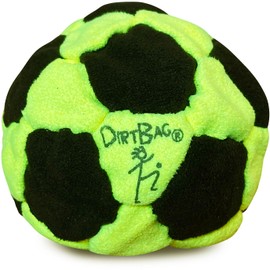 DIRTBAG 32 Panel Footbag, Flying Clipper Original Design, Sand Filled, Premium Quality, Machine Washable - Fluorescent Yellow/Black.